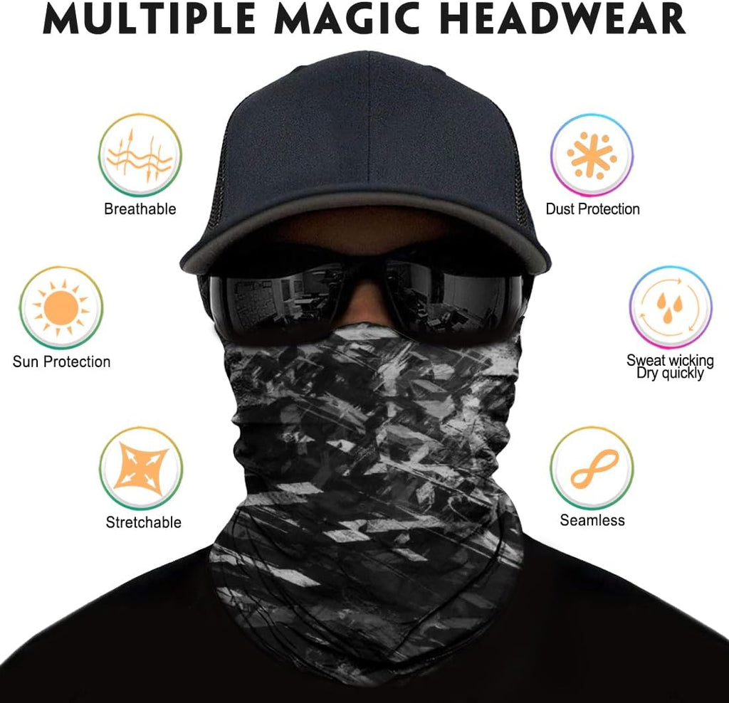 Neck Gaiter for Men Women Headwear Bandana Head Wrap Face Scarf Mask Cover Warmer Balaclava-Seamless & Versatile