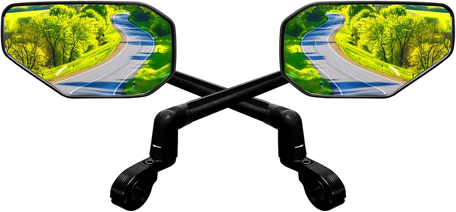 2PCS Foldable Bike Mirror Handlebar 360° Bar End