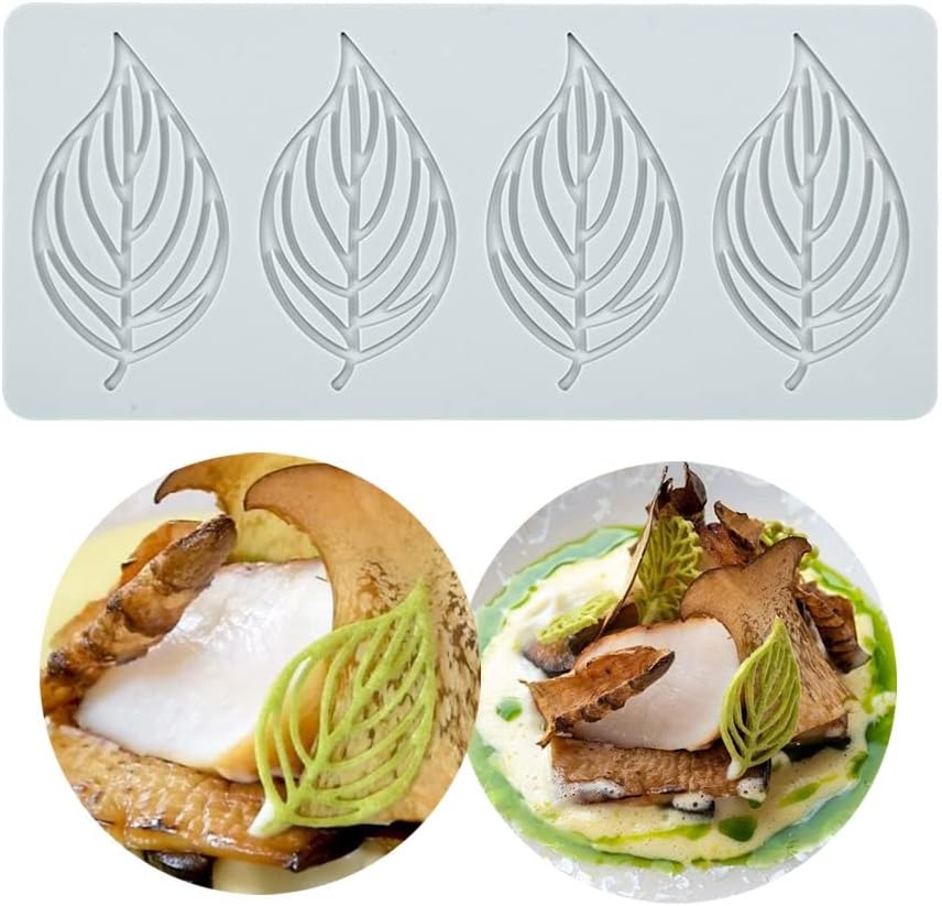 TUKE Hollow Leaf Silicone Molds Lover Heart Chocolate Molds Geometry 3D Silicone Mould Chocolate Candy Leaf Mold Sugar Craft Cake Decoration Cupcake Top (X_Leaf_9.52*4.24*0.12inch) (BH0974)