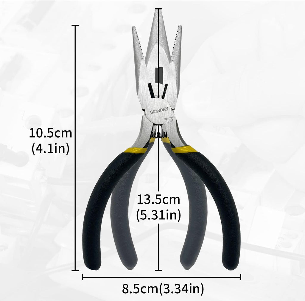 BOOSDEN 5 Inch Small Needle Nose Pliers Mini Jewelry Plier 5 Pack
