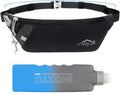 INOXTO Slim Running Belt Fanny Pack for Women and Men Sports Waist Bag Pack with 300ml Water Bottle for Running Walking Cycling Hiking Reflective Running Pouch Belt for All Phones (Black) (Black)