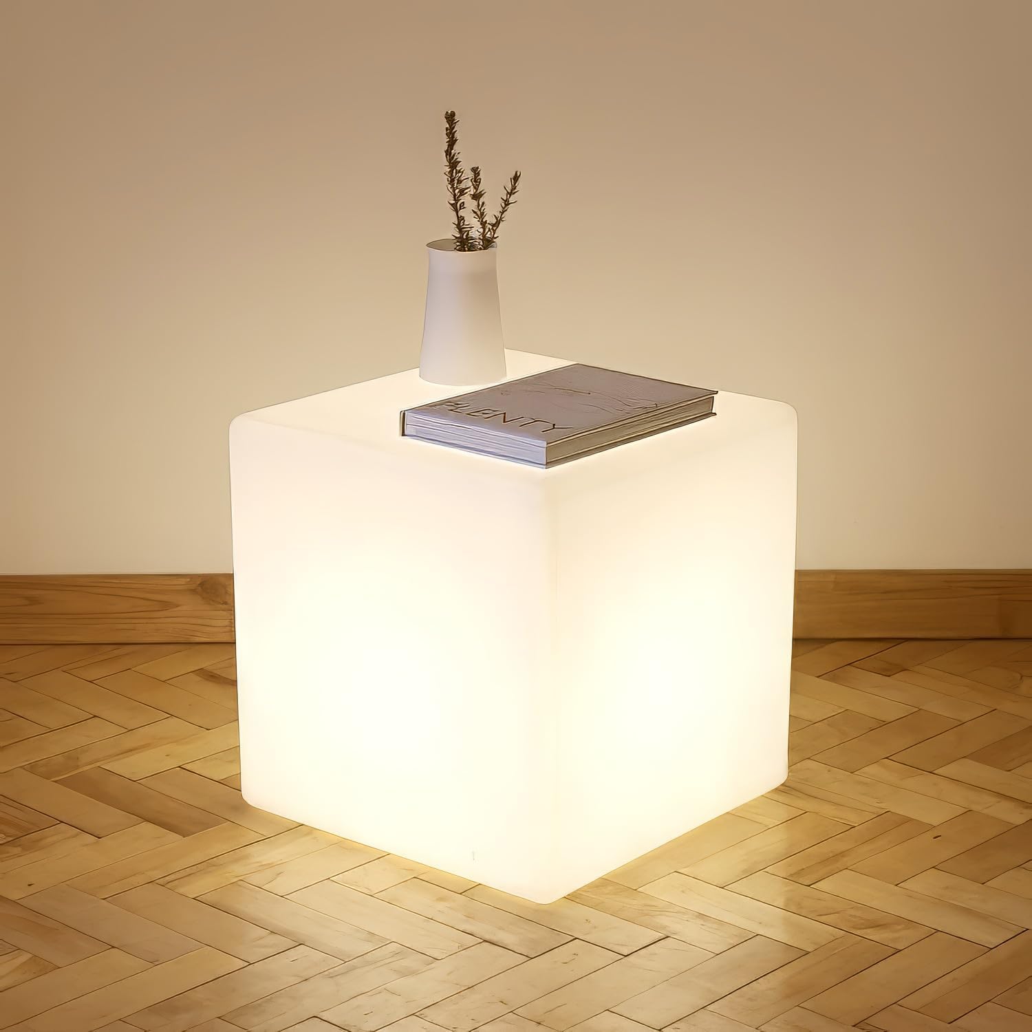 Mr.Go 14-Inch Color Changing LED Cube Light Stool, Glow Cube Seat for Kids