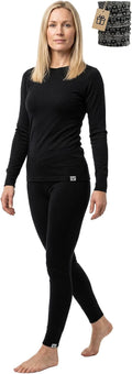 100% Merino Wool Base Layer Set Women - Thermal Underwear Long Johns PJs