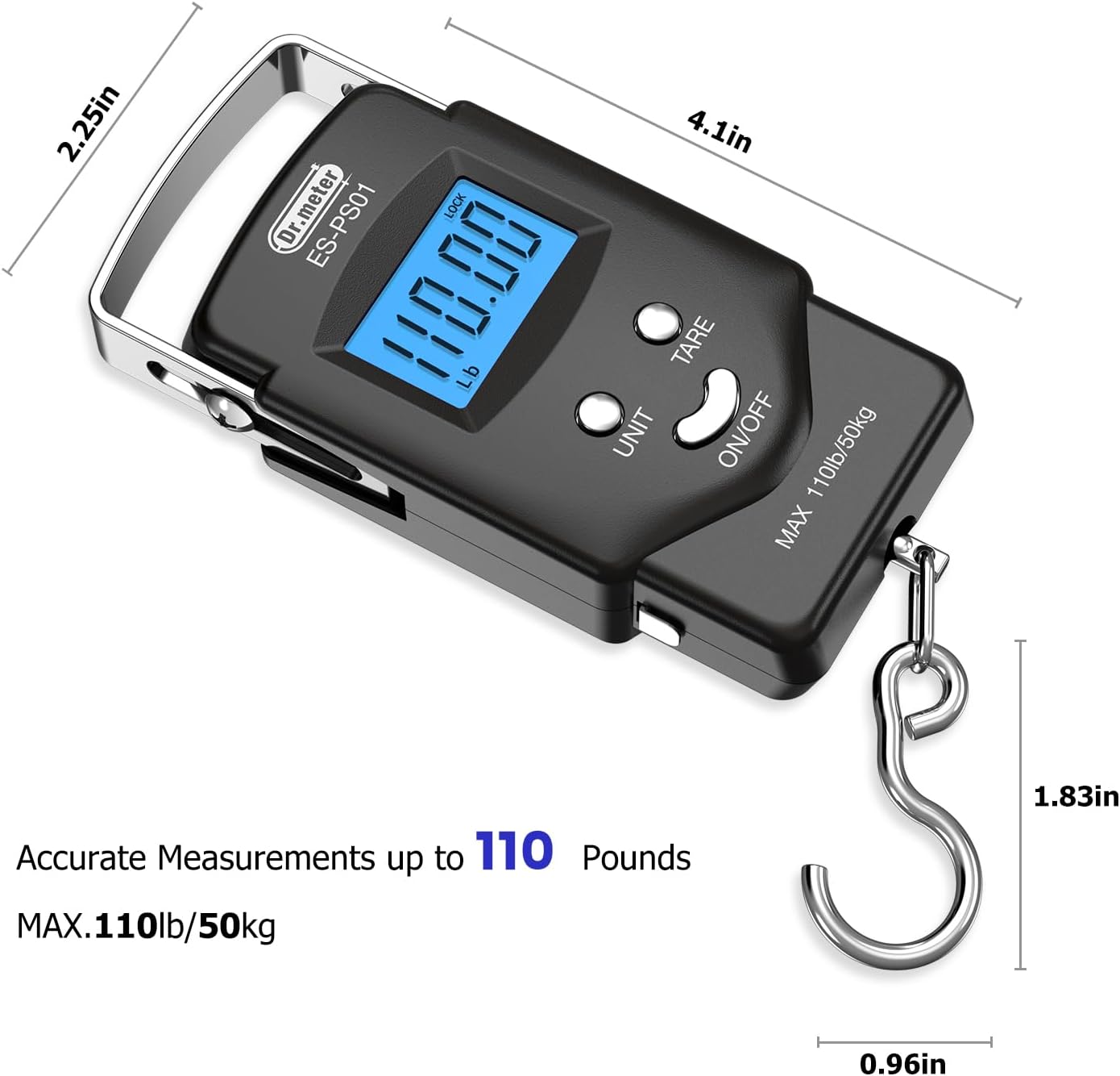 Dr.meter Fish Scale, 110 lb Digital Luggage Scale with Tape
