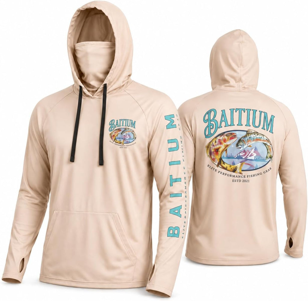 Fishing Shirts for Men,UPF50 Hooded Long Sleeve with Gaiter, Sun Protection Dry Fit Apparel, Face Mask, Fishing Clothes