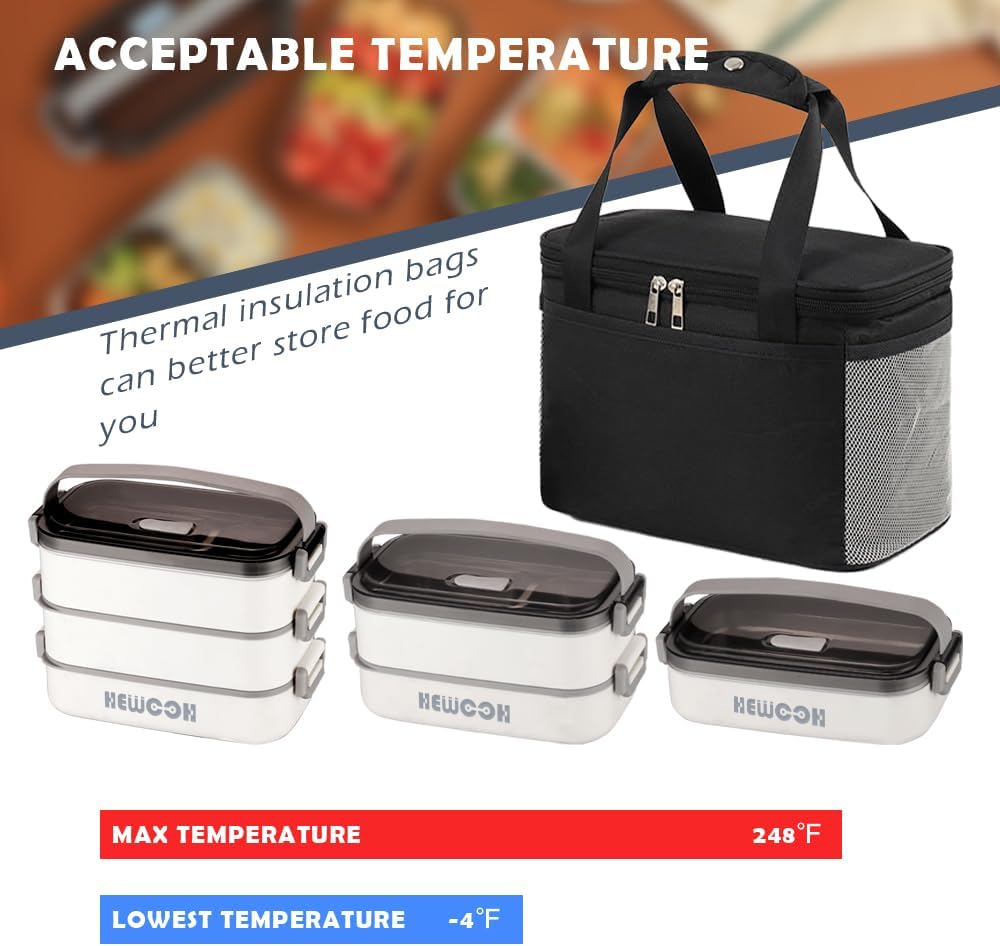 Bento Box Adult Lunch Box (74 Oz Large Capacity), Reusable, Leak-Proof, Including Lunch Bag, Fork And Spoon, 3 Dividers, Suitable For Work, Picnic, Dishwasher And Microwave Safe.(White)