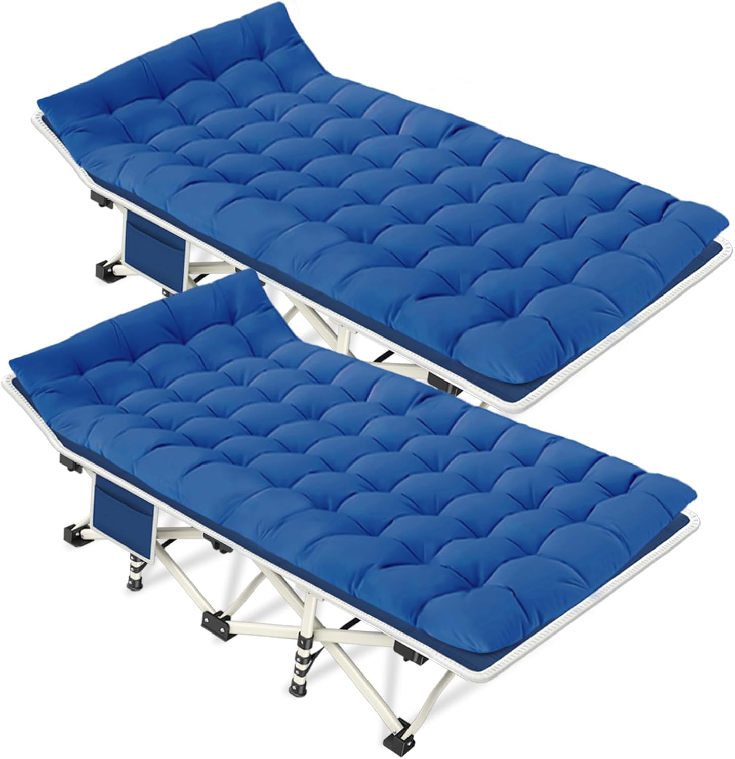 2 Pack Camping Cot with Comfortable Mattress, Folding Camping Bed