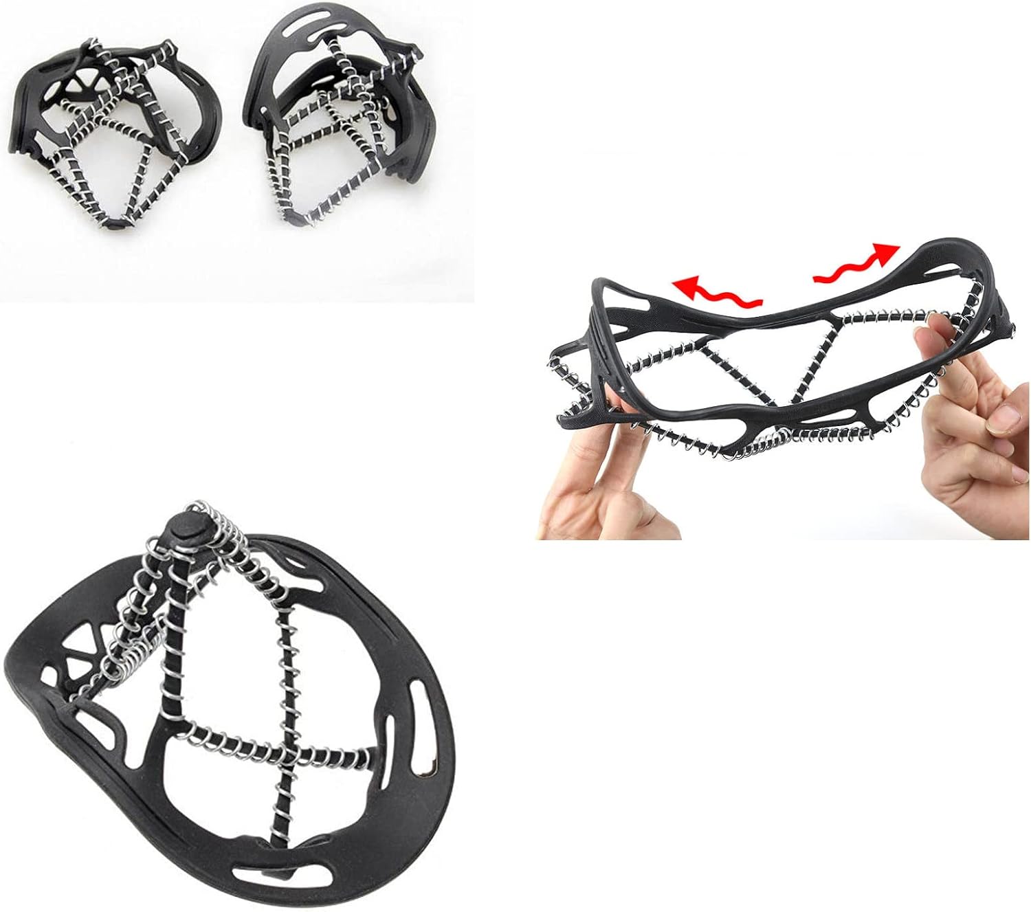 Walk Traction Cleats,Ice Cleats Anti Slip Crampons Rubber Spikes Ice Snow Grippers for Boots and Shoes for Winter Walking on Snow and Ice Climbing Hiking Mountaineering 2PCS for Man and Woman