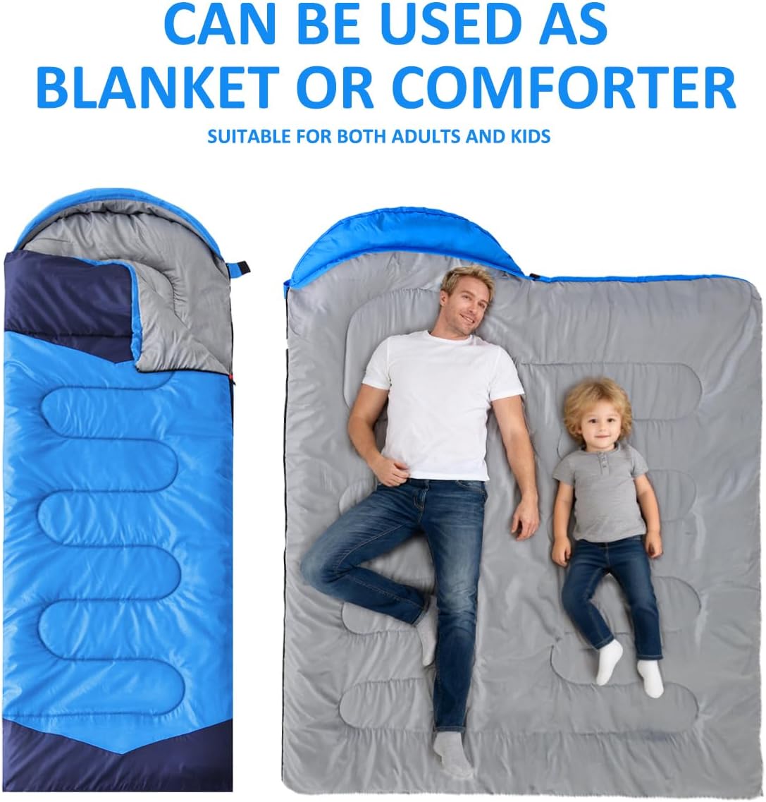 oaskys Camping Sleeping Bag - 3 Season Warm & Cool Weather - Summer Spring Fall Lightweight Waterproof for Adults Kids - Camping Essentials Gear Accessories Hiking Sleep Must Haves
