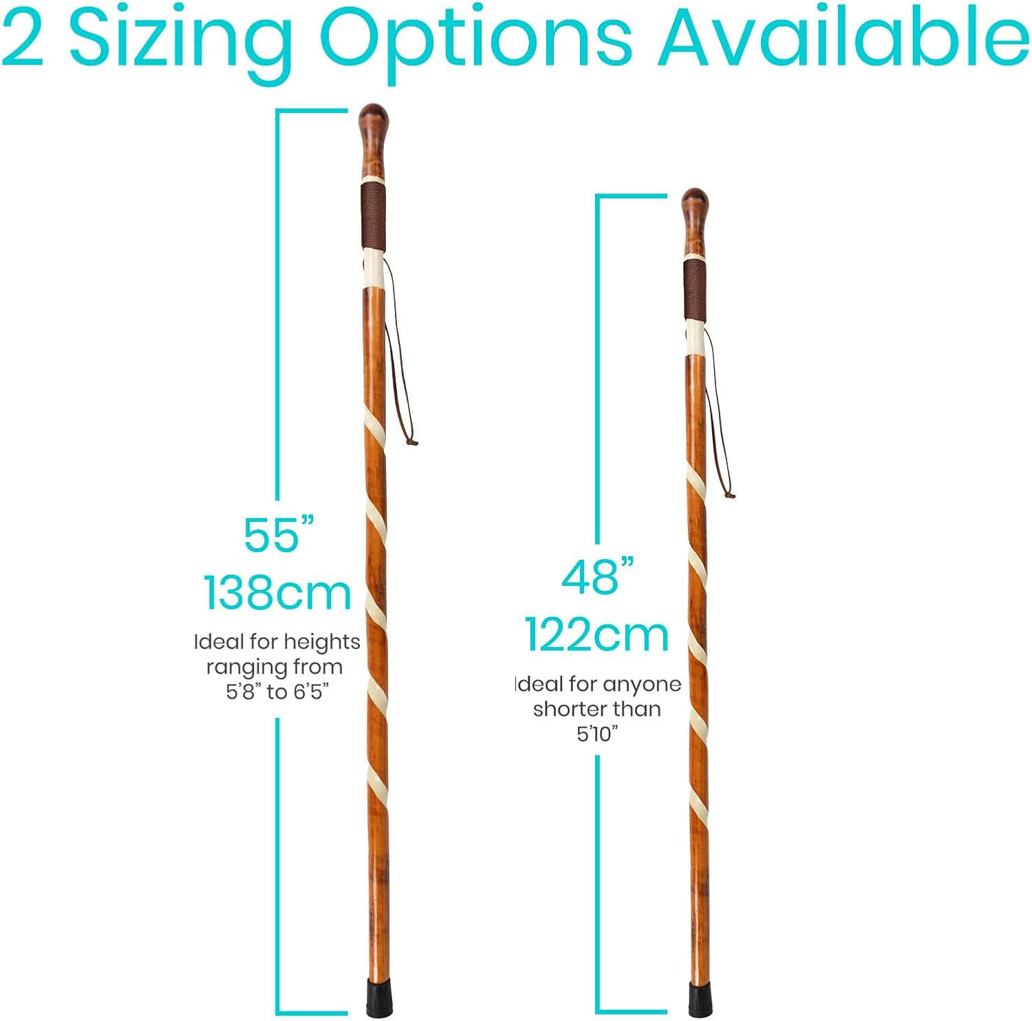 Vive Wooden Walking Stick - Willow Cane for Seniors Hiking & Balance