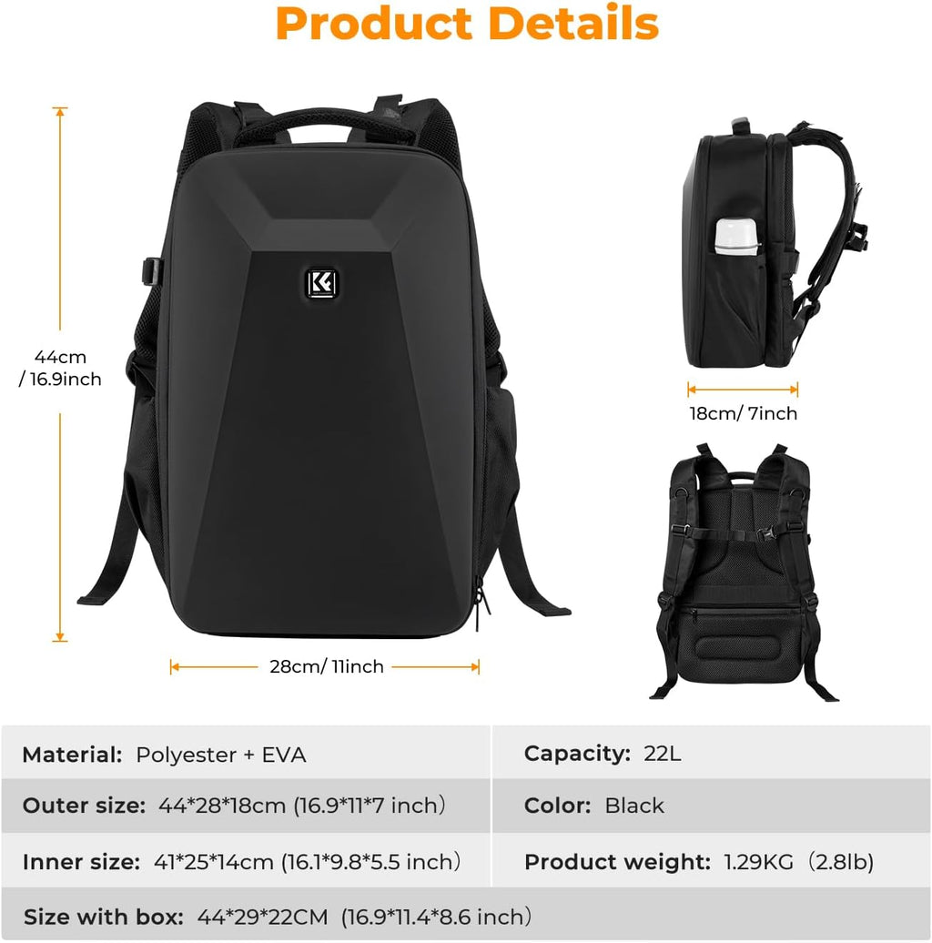 K&F CONCEPT Camera Backpack,Hardshell Photography DSLR Camera Bag