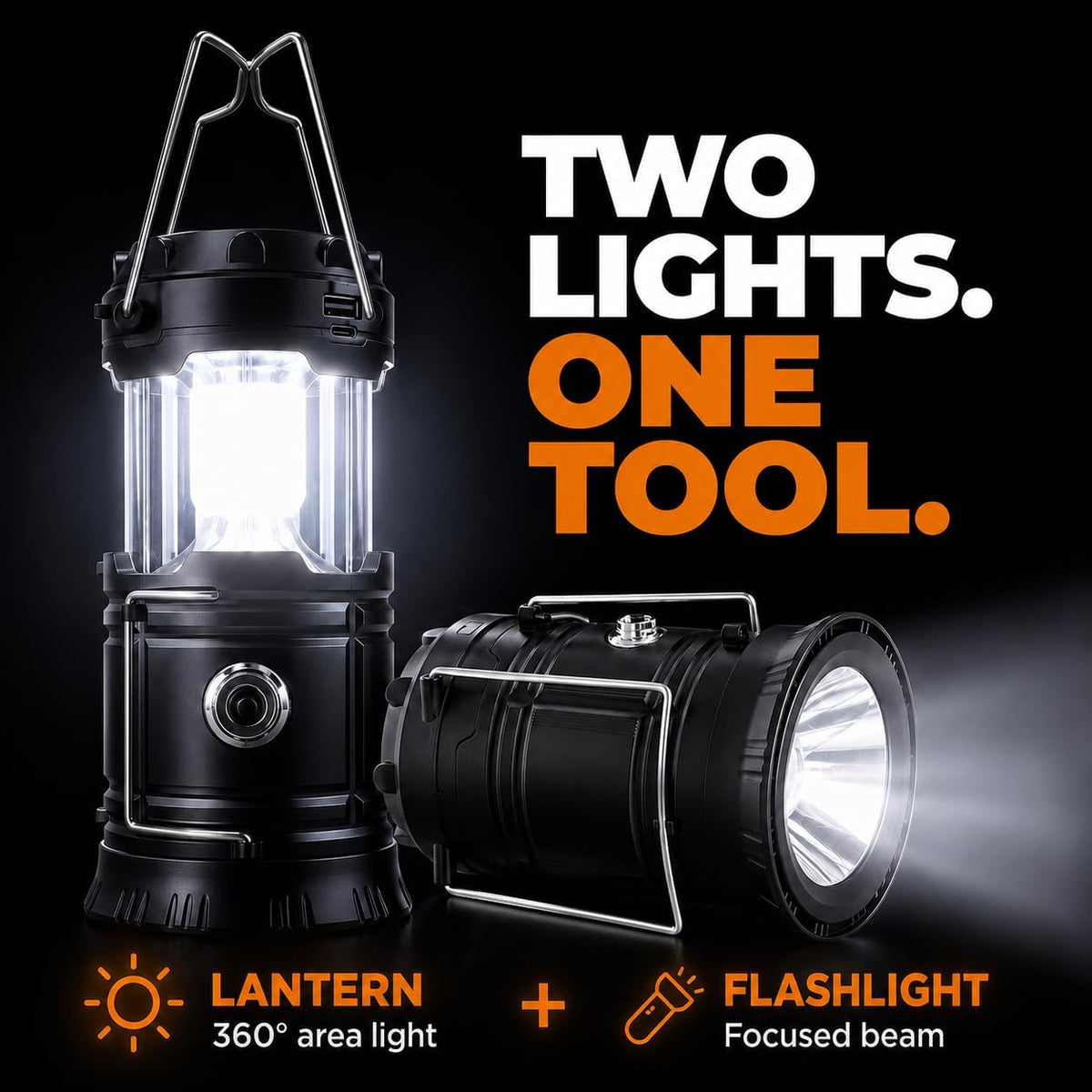 MalloMe Solar LED Camping Lantern, Battery Powered Lanterns for Power Outages, Portable Hanging Collapsible Camping Lights for Outdoor, Home, Emergency, Hurricane Lamp Survival Outage Light