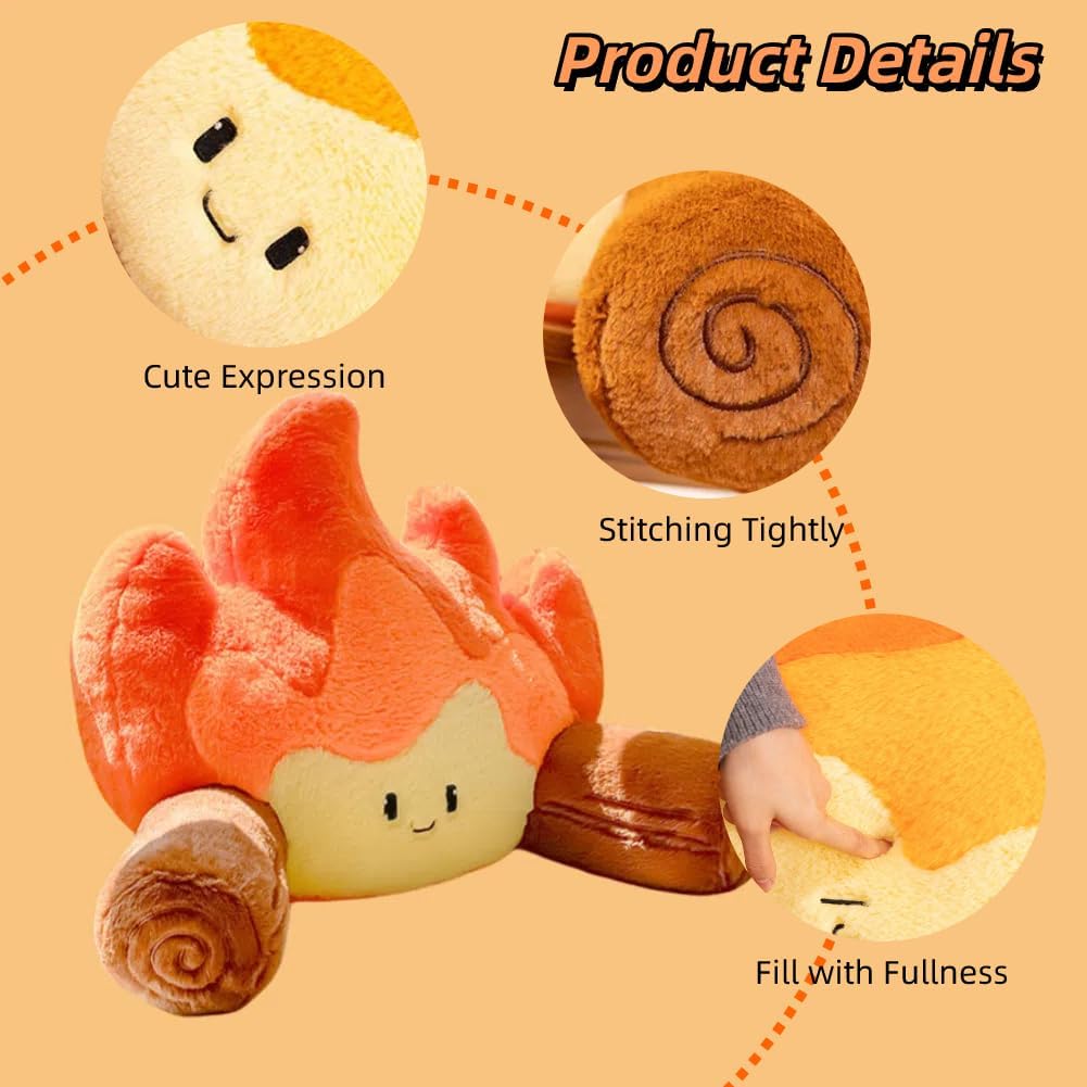 Reading Pillow for Sitting in Bed - Funny Campfire Back Rest, Fake Fire Backrest for Chair, Couch, Sofa and Car - Cartoon Bonfire Design