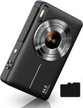 Digital Camera 1080P with 32G Card 16X Zoom Flash Portable for Kid, Black