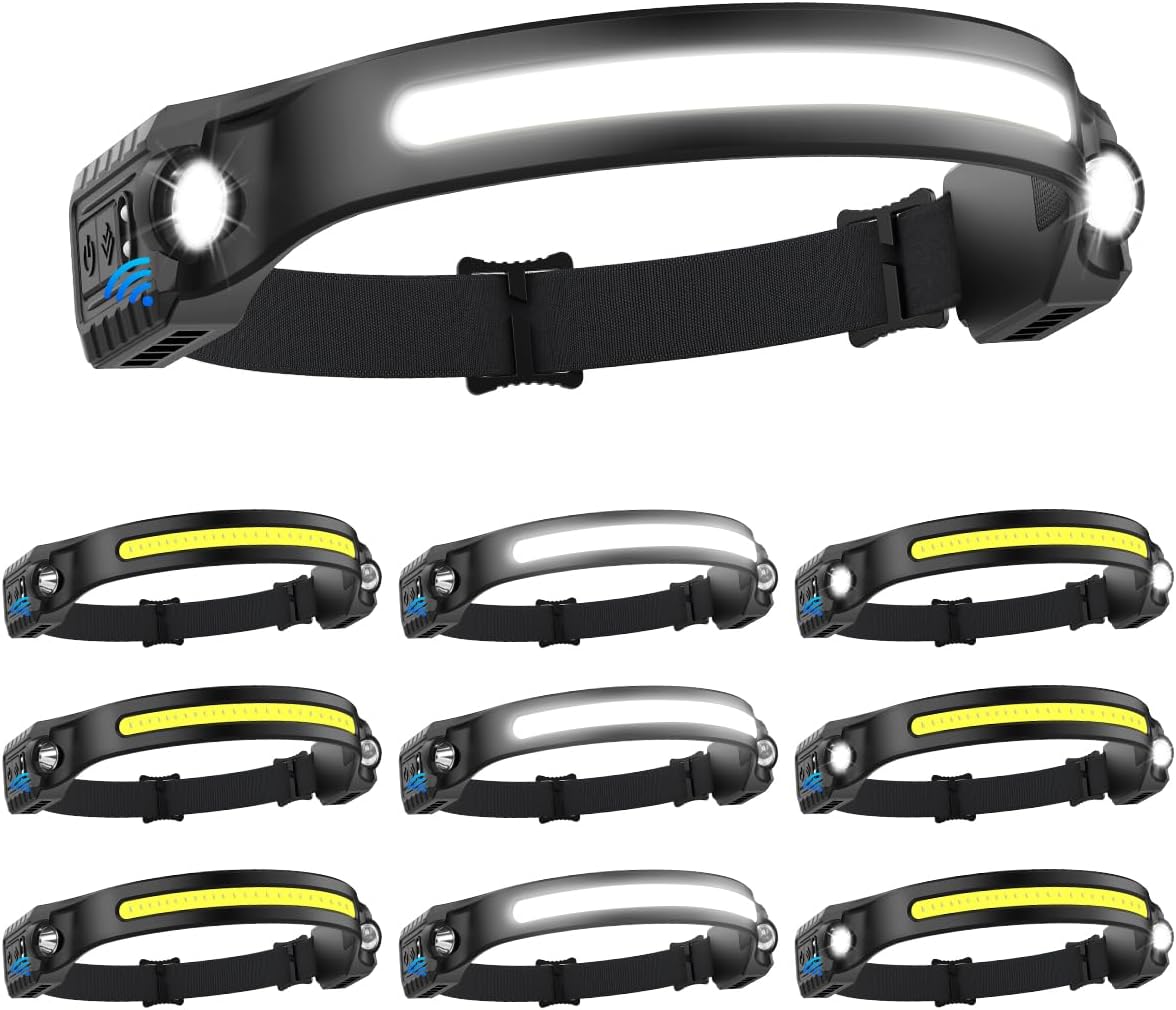 ZioeYiue Headlamp Rechargeable 10P, 230°Wide Beam LED Head Lamp for Adults