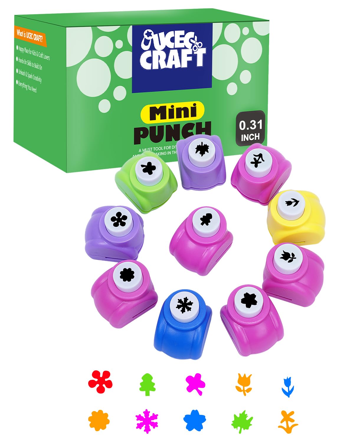 UCEC 20PCS Mini Hole Punch Shapes, Star Heart Paper Punches for Crafting