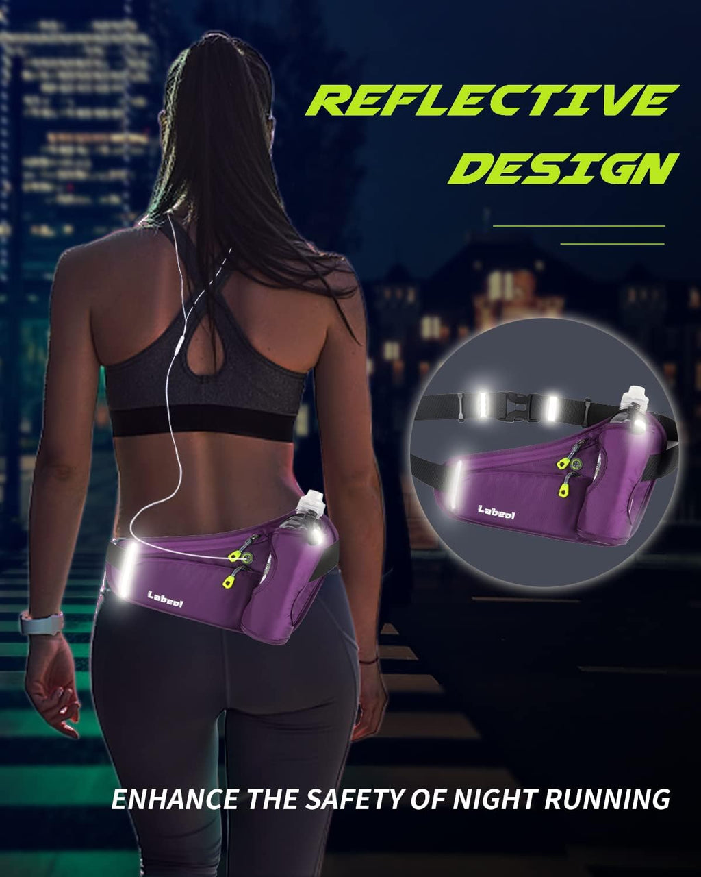 Labeol Running Belt, Waterproof Hydration Belt with Water Bottle Holder