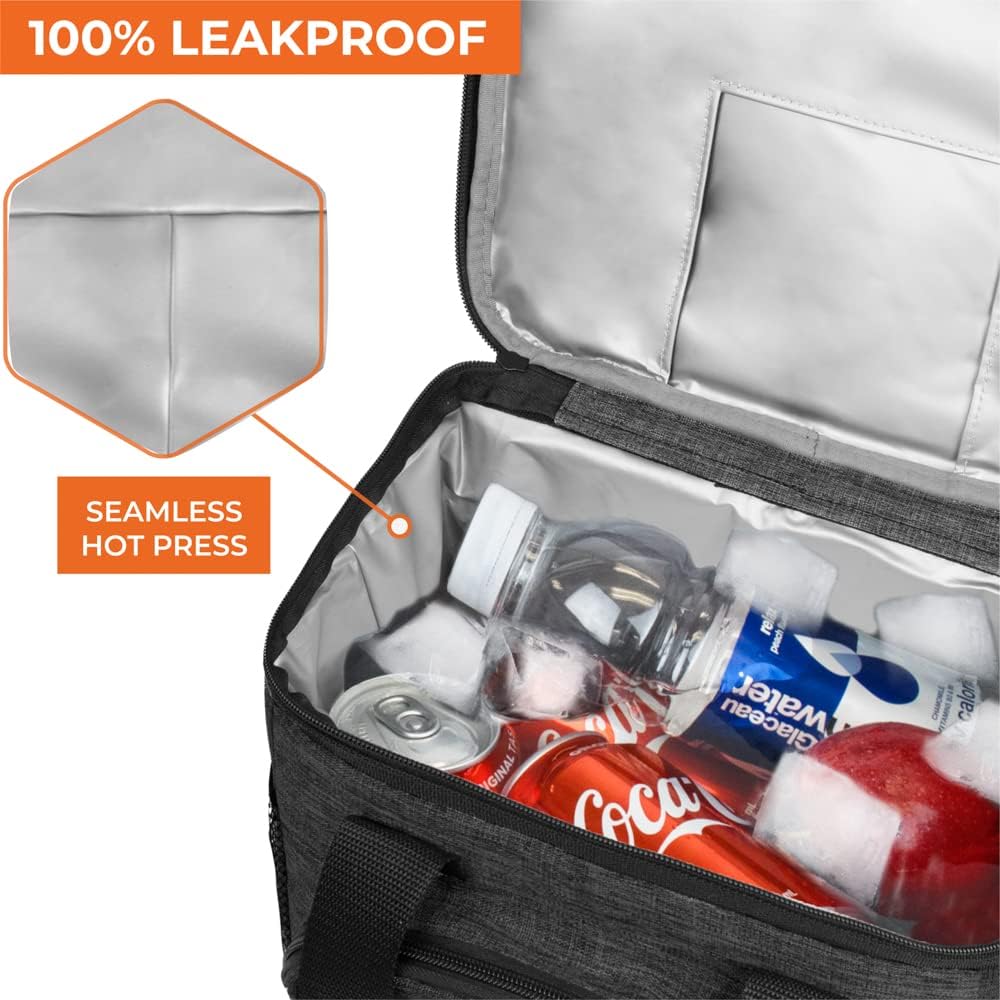 OPUX Soft Cooler Bag, Insulated Collapsible Lunch Cooler Bag for Men Work Camping Beach Travel, Portable Soft Sided Leakproof Waterproof Large Lunch Bag Box with Shoulder Strap 18 Cans, Charcoal Gray