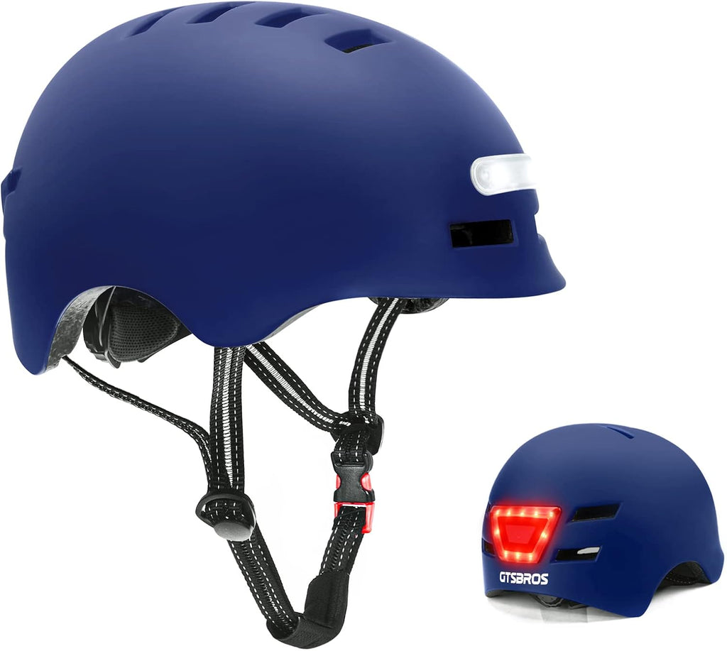 Adult Bike Helmet with LED Lights, Lightweight Adjustable Bicycle Helmet for Men Women, Safety Certified Cycling Helmet for Urban Commuting, Road Cycling, Skateboard and Scooter Riding