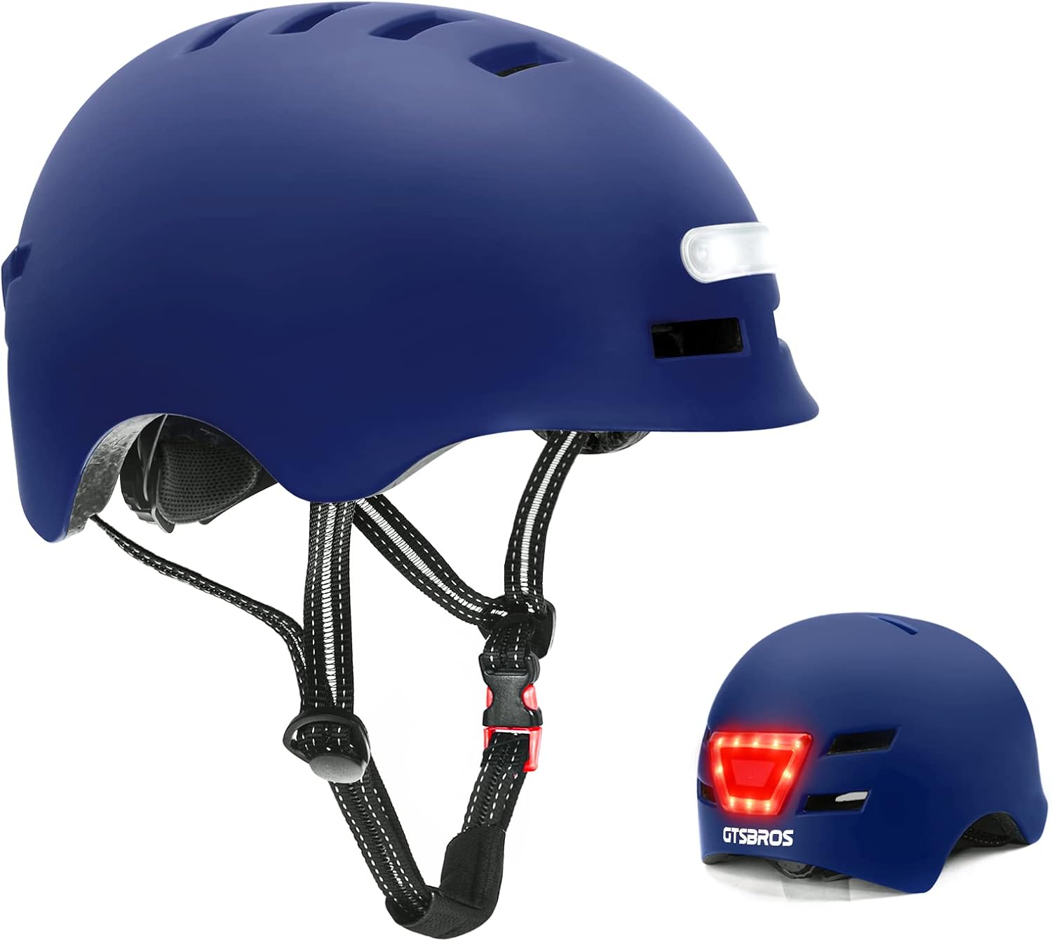 Adult Bike Helmet with LED Lights, Lightweight Adjustable Bicycle Helmet for Men Women, Safety Certified Cycling Helmet for Urban Commuting, Road Cycling, Skateboard and Scooter Riding