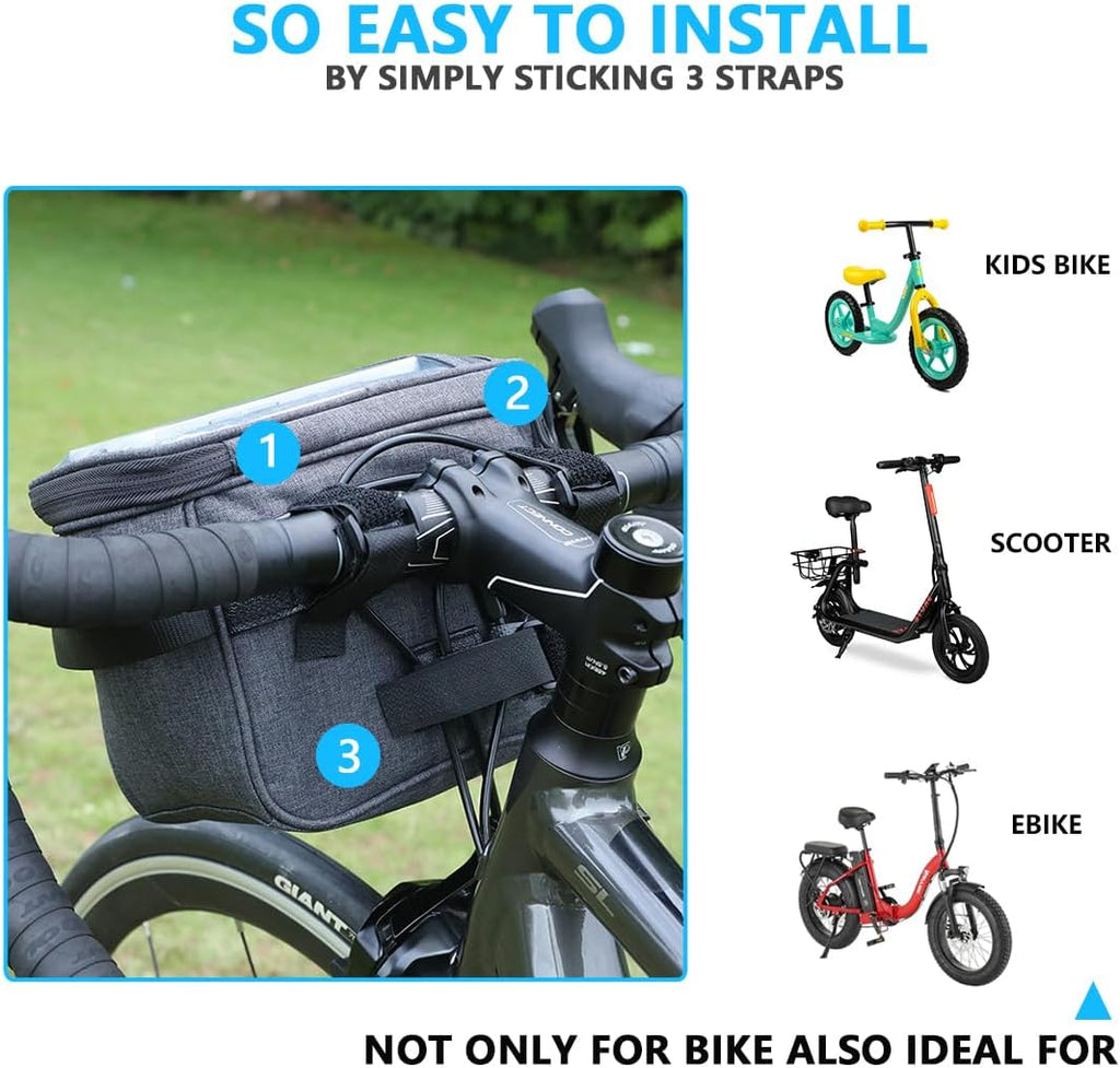 Bike Handlebar Bag, Bicycle Basket Front with Rain Cover and Shoulder Strap
