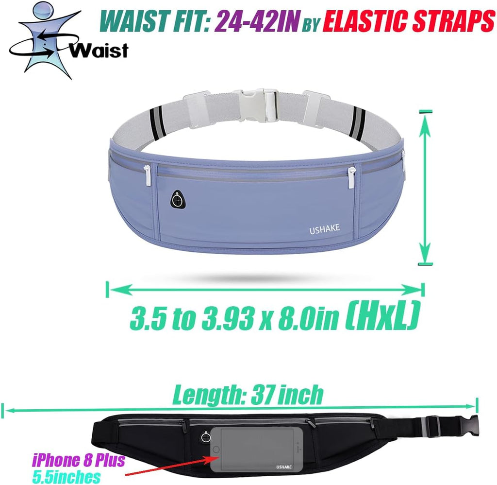 USHAKE Slim Running Belt, Bounce Free Fanny Pack Phone Holder