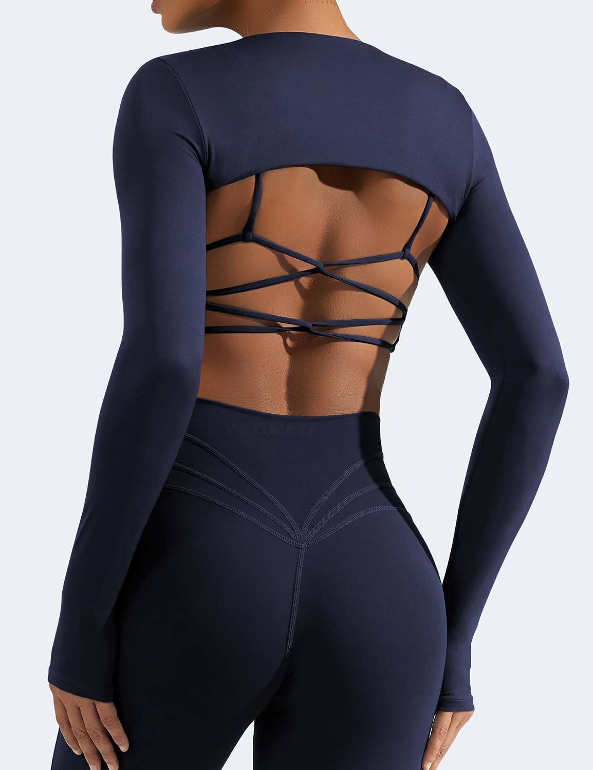 YEOREO Women Crop Top Long Sleeve Bolero Open Front Workout Cropped Shirts Sports Shrug