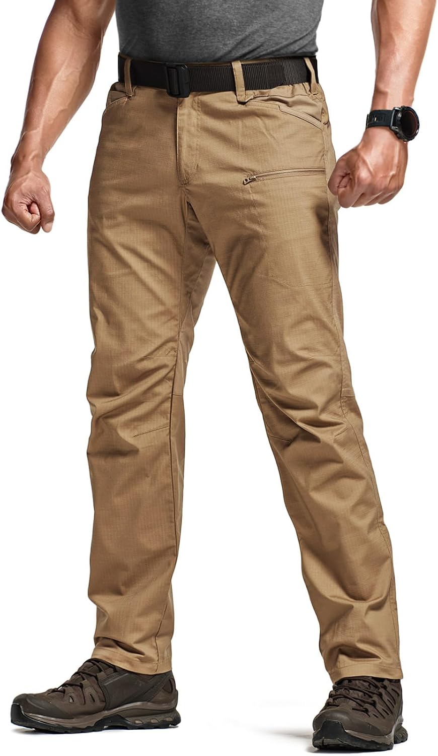 CQR Men's Flex Stretch Tactical Pants, Water Resistant Ripstop Cargo Pants, Lightweight EDC Outdoor Work Hiking Pants