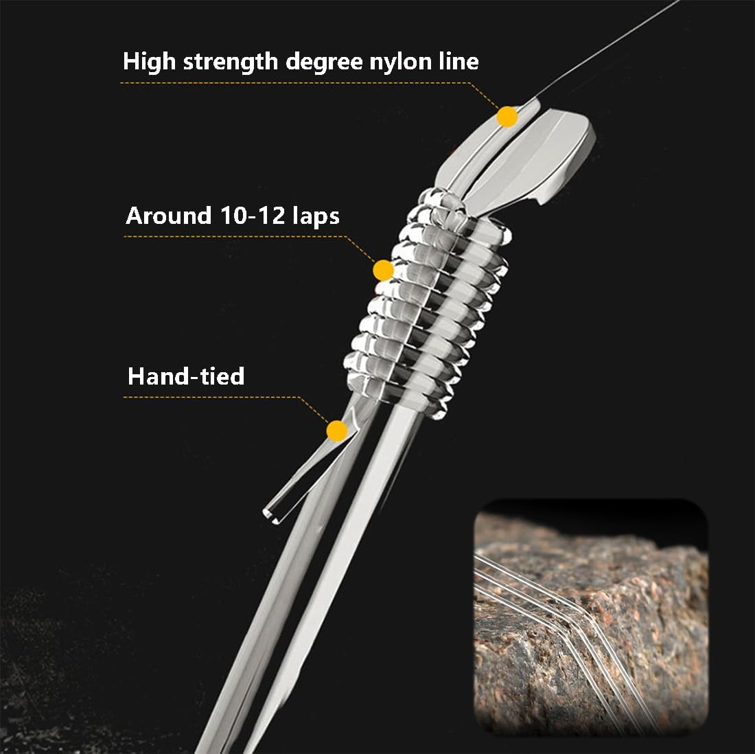 Dyxssm Small Barbless Fishing Hooks with Line, Pretied Tiny Fishing Hook on Nylon Line (Pack of 20)