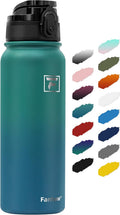 Fanhaw 20oz Insulated Water Bottle with Anti-dust Chug Lid, Green Blue