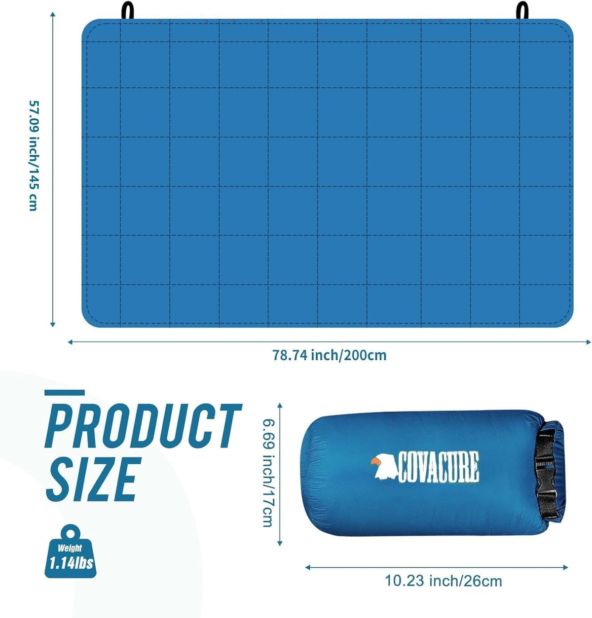 COVACURE Camping Blanket, Packable Down Alternative Outdoor Blanket 57X78''