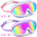 COOLOO 2 Pack Kids Goggles 4-16, Wide View No Leaking Kids Swim Goggles