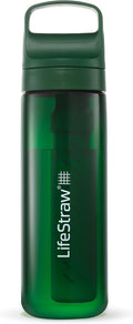 LifeStraw Go Series – BPA-Free Water Filter Bottle for Travel and Everyday use removes Bacteria, parasites and microplastics, Improves Taste, 22oz Terrace Green