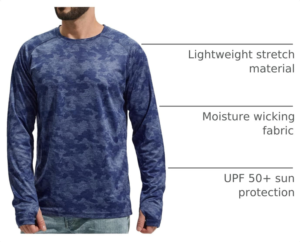 MIER Men's UPF 50+ Rash Guard Long Sleeve Shirts Dry Fit Fishing Running