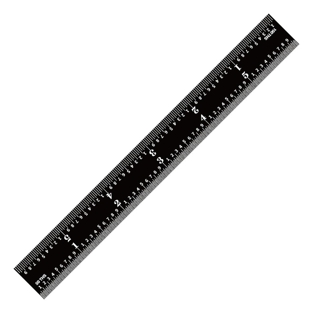 PEC Tools 6-inch Metal Ruler, Stainless Steel with Black Chrome Finish, 16R Graduation (1/32", 1/64", 1/50", 1/100") High-Precision, High Wear Resistance, High Contrast, Machinist Rule, Made in USA