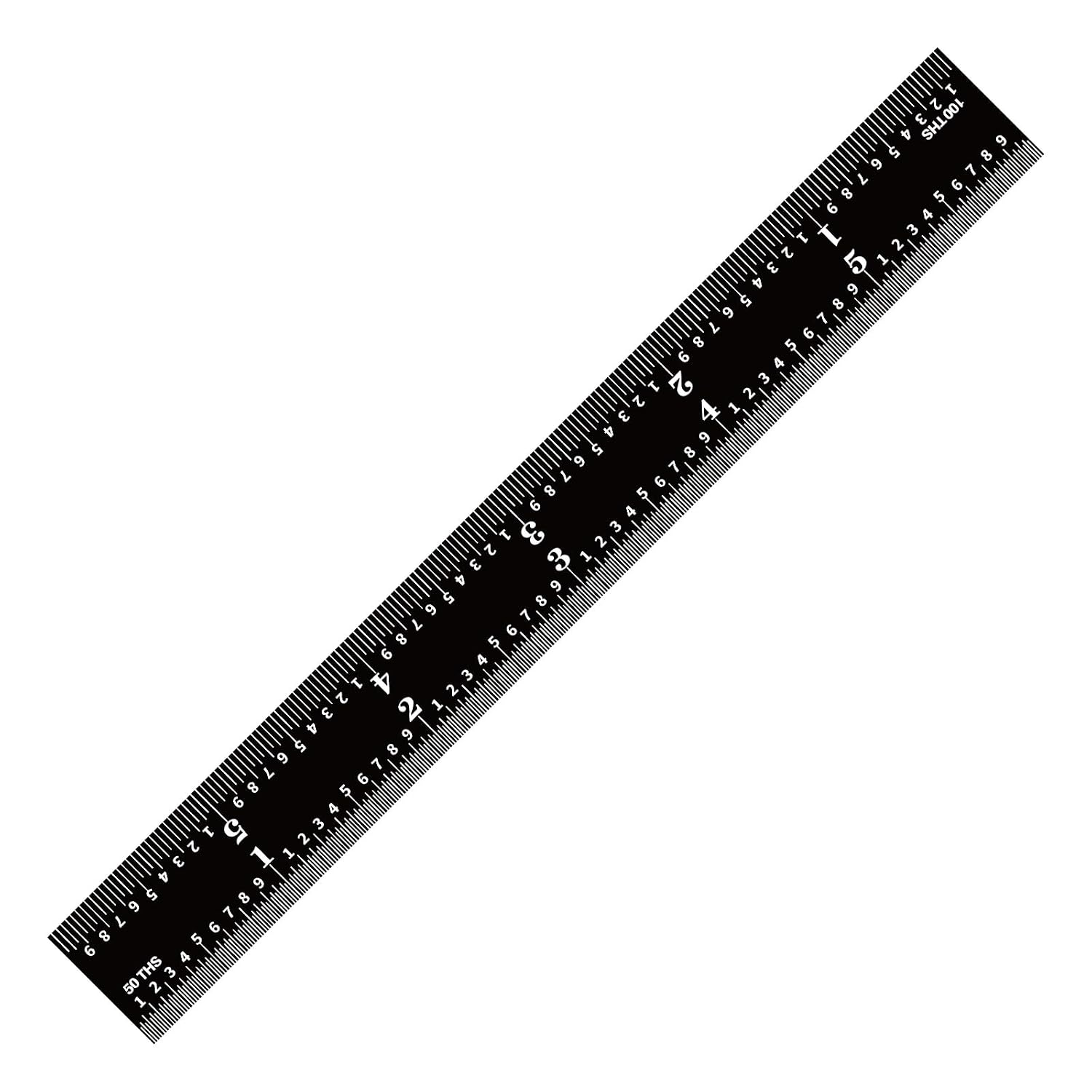 PEC Tools 6-inch Metal Ruler, Stainless Steel with Black Chrome Finish, 16R Graduation (1/32", 1/64", 1/50", 1/100") High-Precision, High Wear Resistance, High Contrast, Machinist Rule, Made in USA