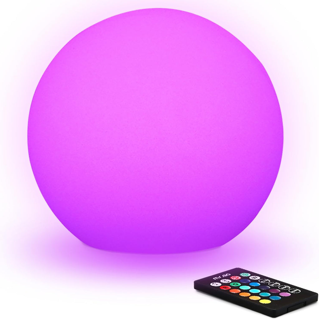 Mr.Go 10-in RGB LED Ball Light, Rechargeable Waterproof Globe Lamp w/Remote