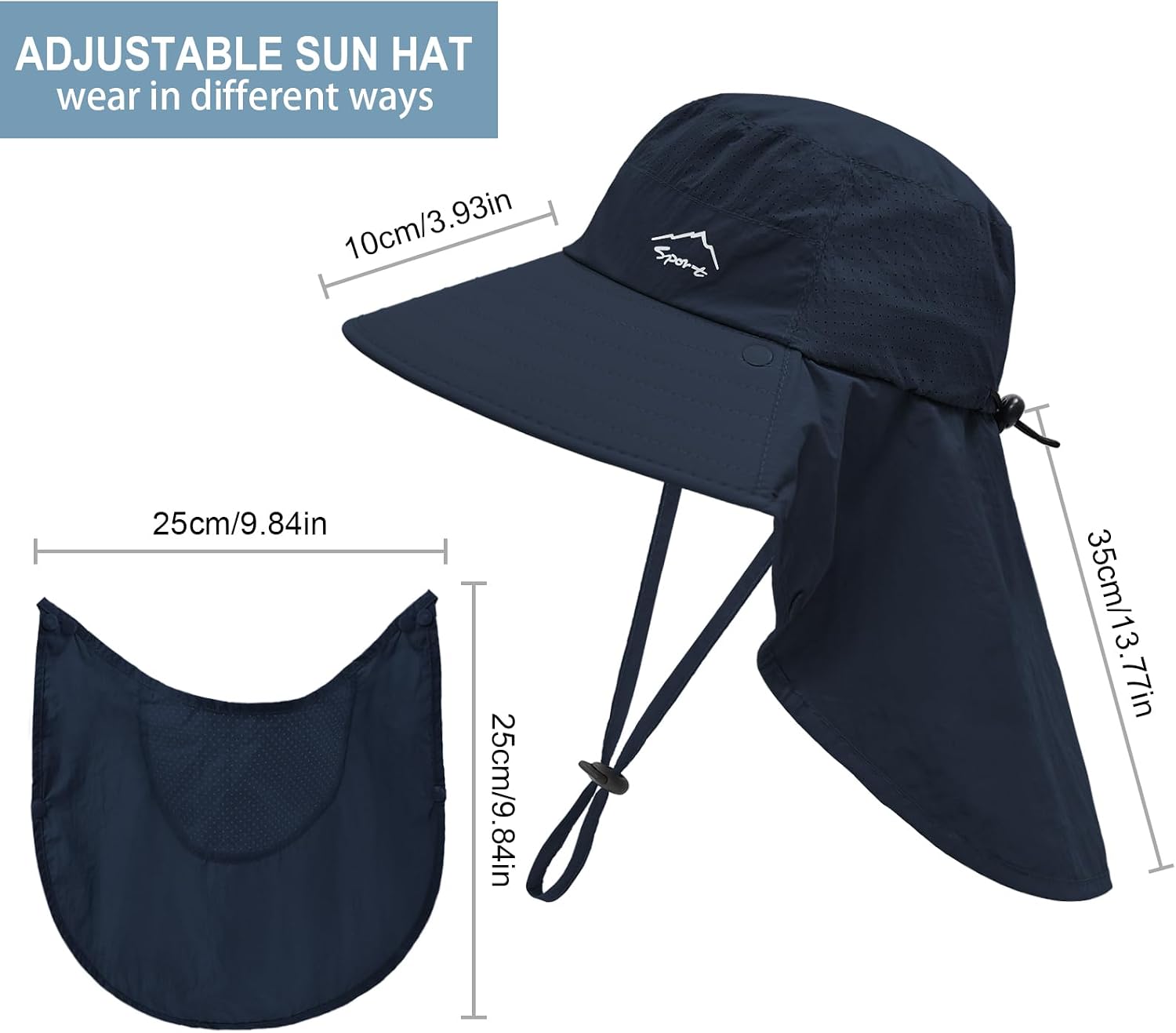 Sun Hat for Men Women with Neck Flap,UPF 50+ UV Protection Fishing Hat