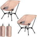 2 Pack Low Back Camping Chair, 2-in-1 Height Adjustable, Heavy Duty