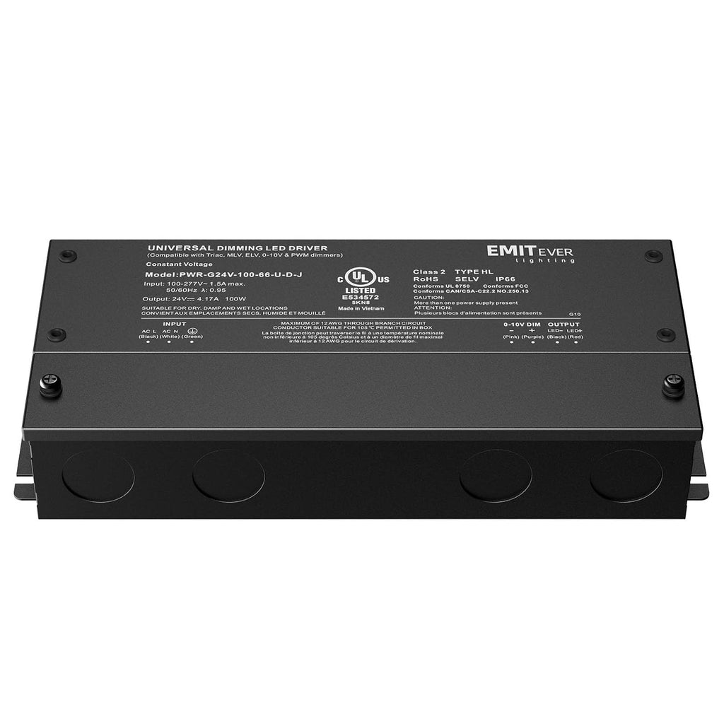 EMITEVER 100W 24V 5-in-1 Dimmable LED Driver,AC 110-277V to DC Transformer