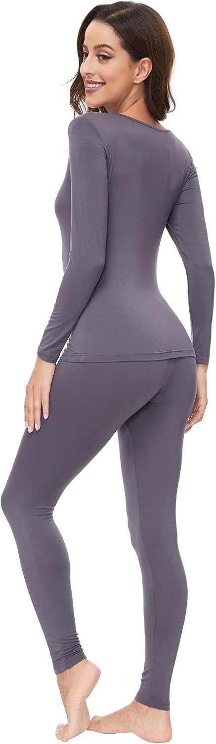WiWi Soft Underwear for Women Thermal Long Johns Sets Super Warm Base Layer Top Pants Pajamas Set Viscose from Bamboo S-3X