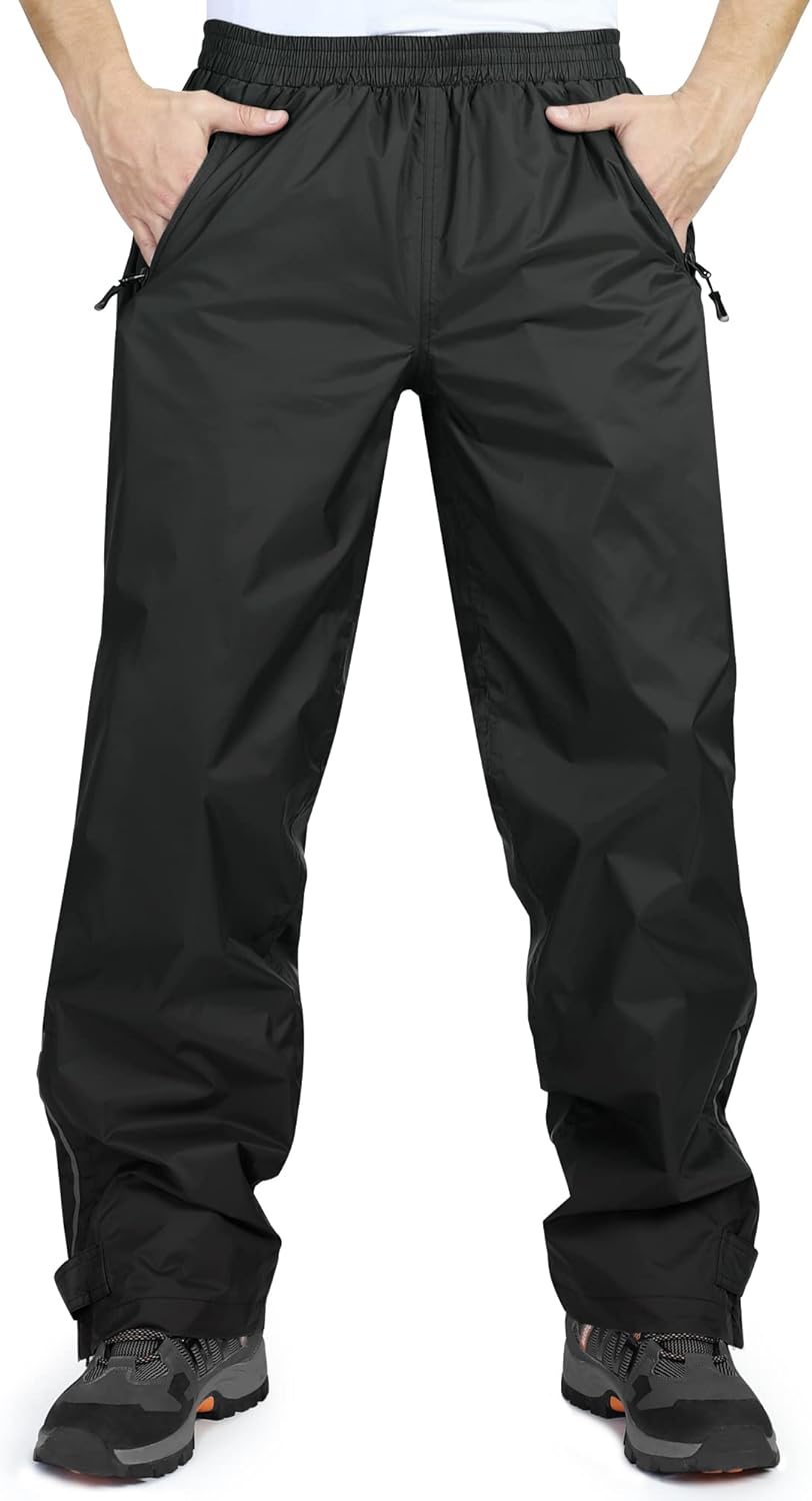 33,000ft Men's Rain Pants, Waterproof Rain Over Pants, Windproof Pants