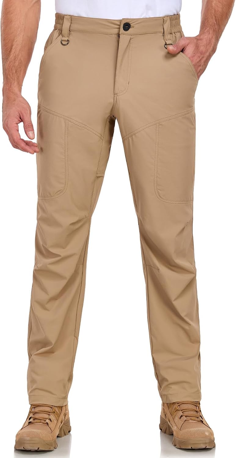 SPOSULEI Mens Lightweight Cargo Hiking Outdoor Quick Dry Work Tactical Pants 6 Pockets Water Resistant Fishing Travel Pants
