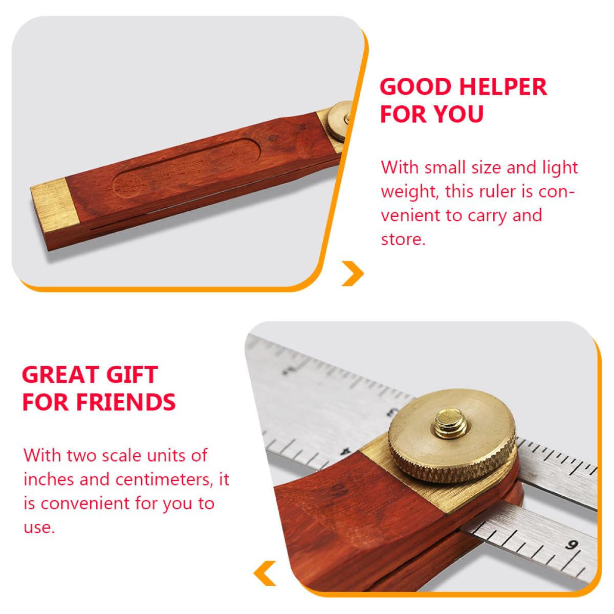 Adjustable T-Bevel Sliding Angle Ruler with Wooden Knob Stainless Steel Multi-Angle Measurement Tool Millimeter Scales for Woodworking Carpentry and Precision Crafting