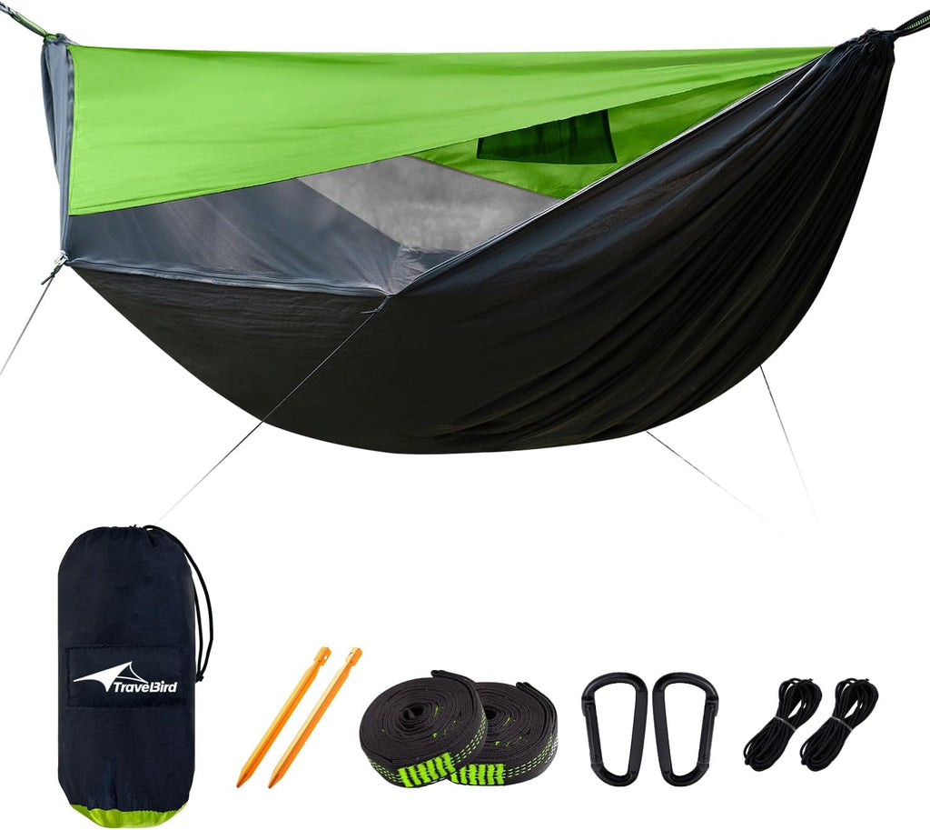 Camping Hammock with Mosquito Net, Sunshade and Ridge Rope, 2 Person
