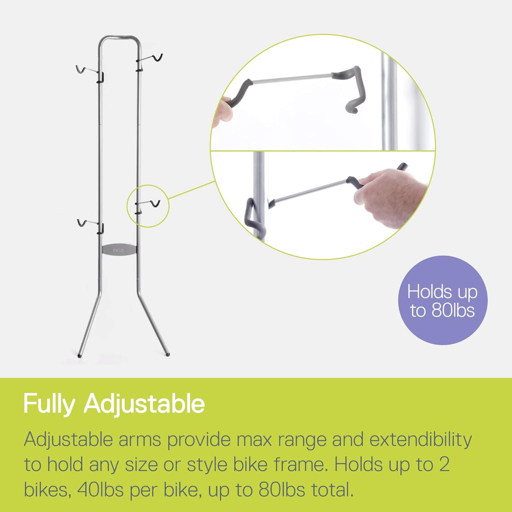 Delta Cycle Michelangelo 2 Bike Storage Rack - Gravity Fully Adjustable Bike Storage Garage For Road, MTB, and Hybrid Bicycles - Vertical Bike Rack Holds Up To 80 lbs
