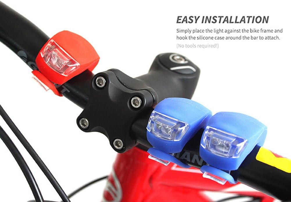 Malker Bicycle Light Front and Rear Silicone LED Bike Light Set - Bike Headlight and Taillight,Waterproof & Safety Road,Mountain Bike Lights,Batteries Included