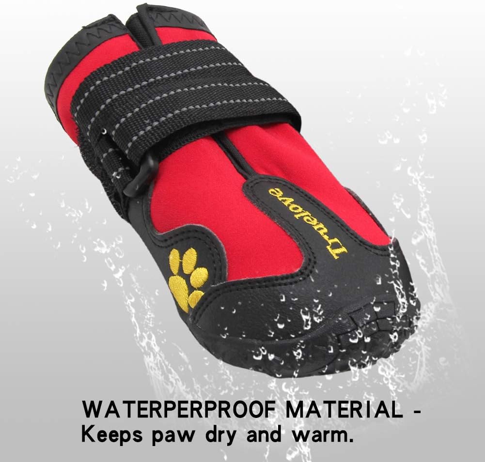 Truelove Dog Boots,Waterproof Pet Shoes with Reflective Straps for Paw Protectors Small Medium Large Dog Summer Winter Snow Outdoor Walking