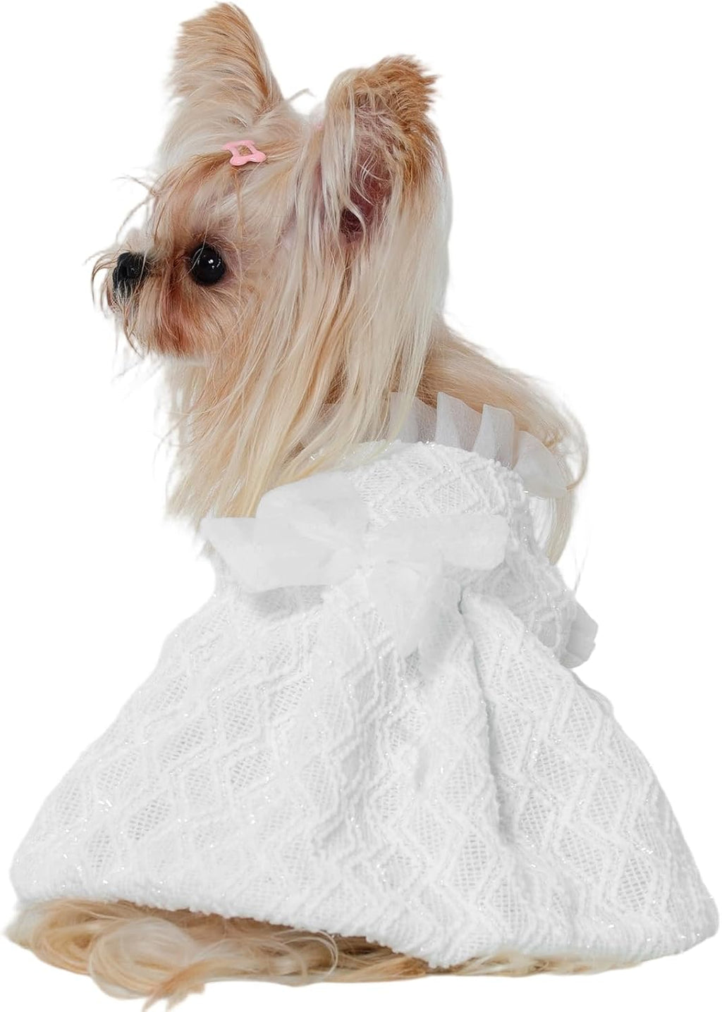 Kuoser Dog Dress, Princess Puppy Tutu with Bow-Knot, White Dog Dresses XS