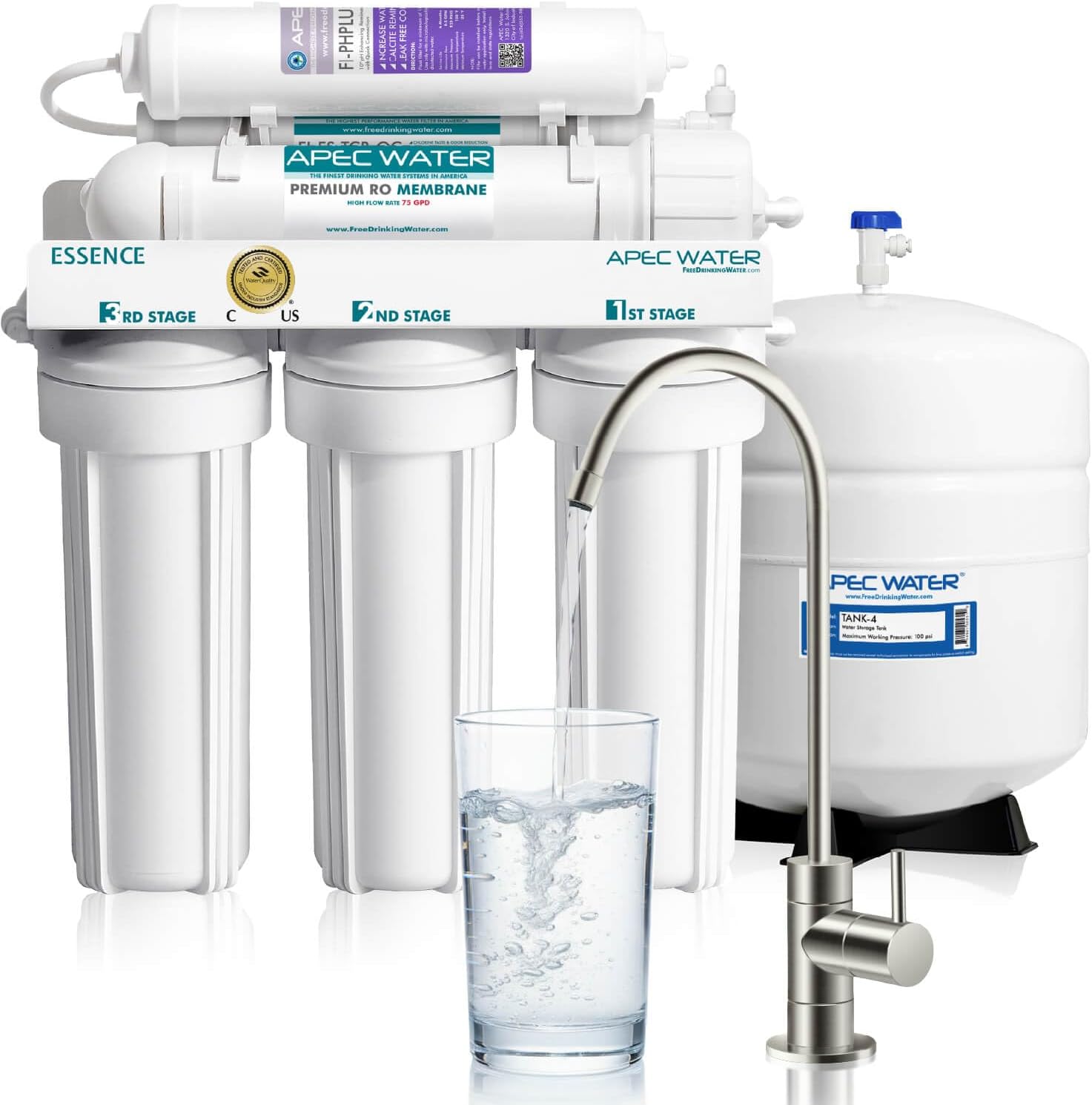 APEC Water ROES-50, 5-Stage Under Sink Reverse Osmosis System, 50 GPD